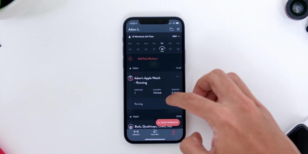 Third tab workout log 1080p My Fitness Routine Fitbod App And Apple Watch Series 6.mp400013