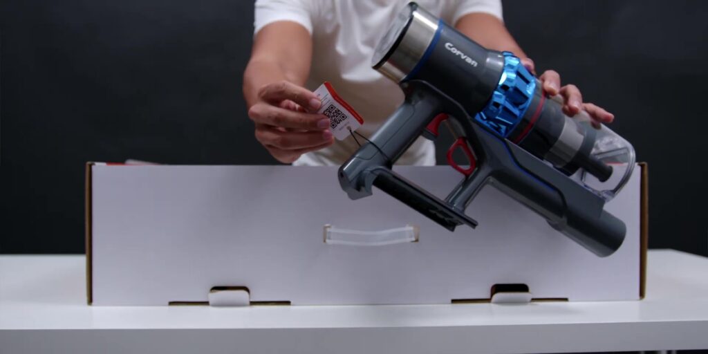 Cleaning sucks… NO MORE! Corvan K18 Cordless Vacuum Mop 12 1.11 main body and warranty tag