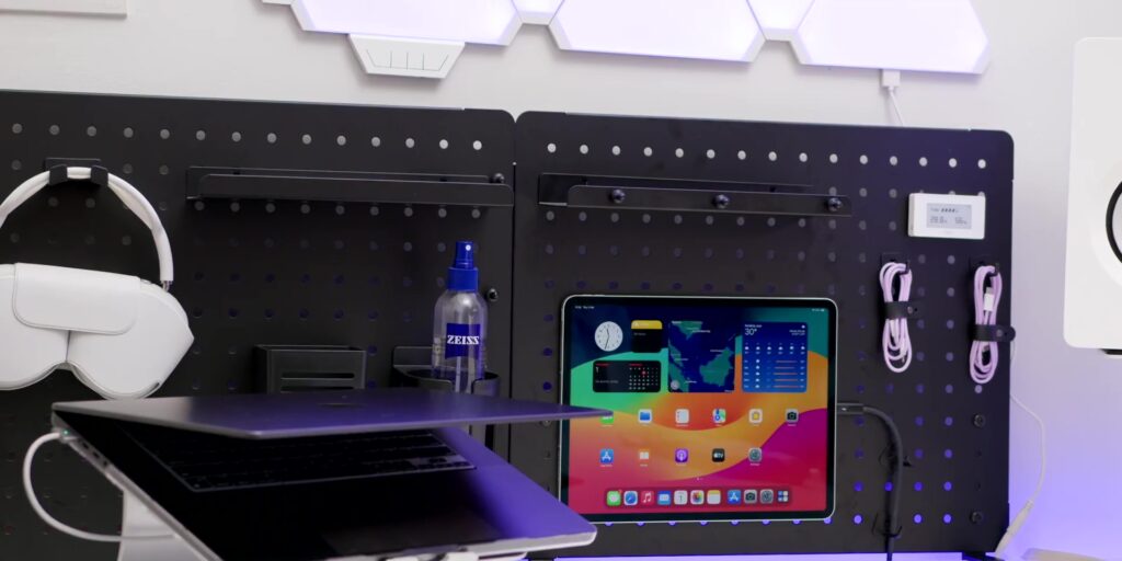 2024 Ultimate Triple-Monitor Productivity, Double Workstation Desk Setup 🖥️ 39 5.5 pegboard