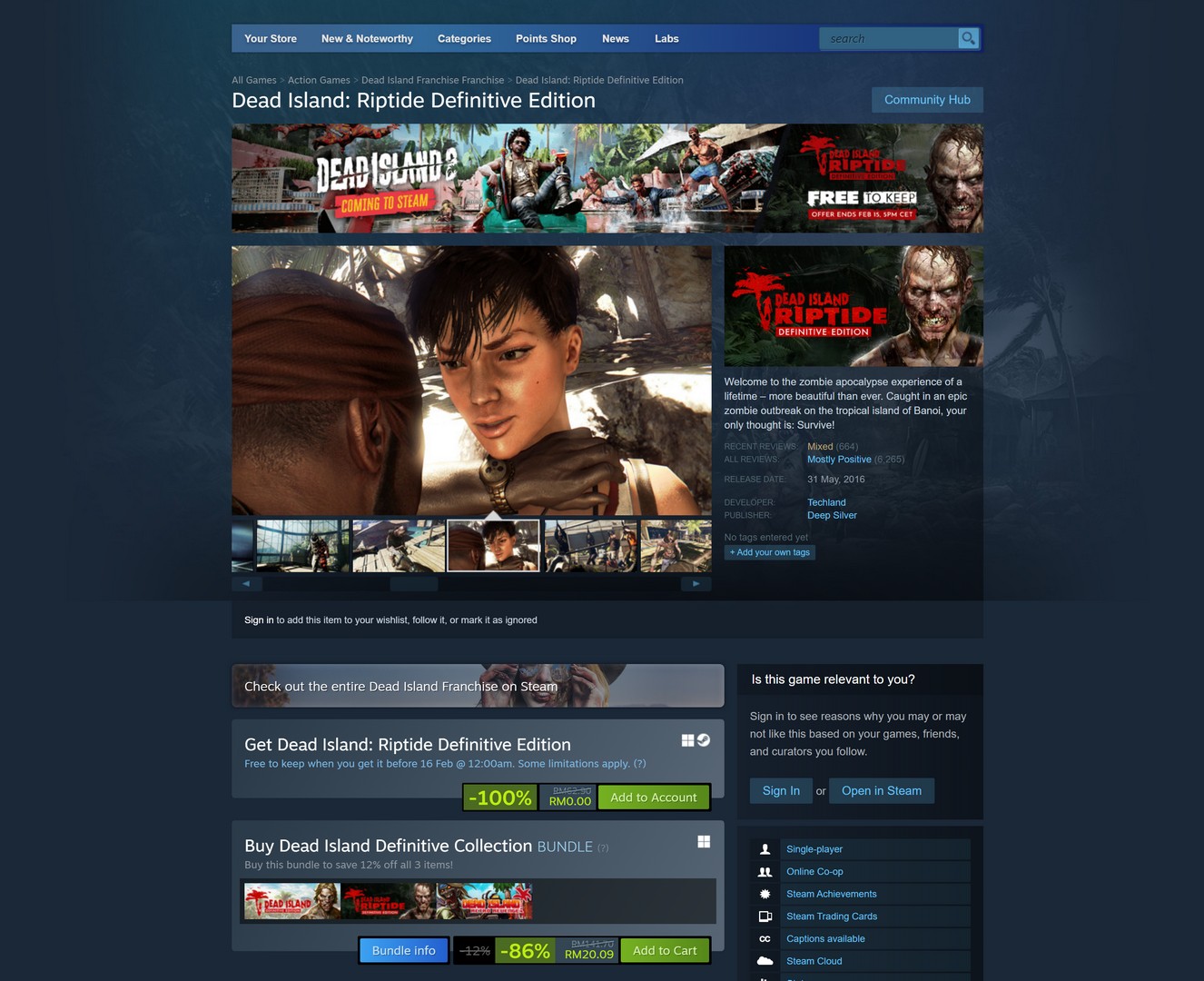 You Can Download Dead Island: Riptide For Free For A Limited Time 1 Dead Island Riptide Steam Page