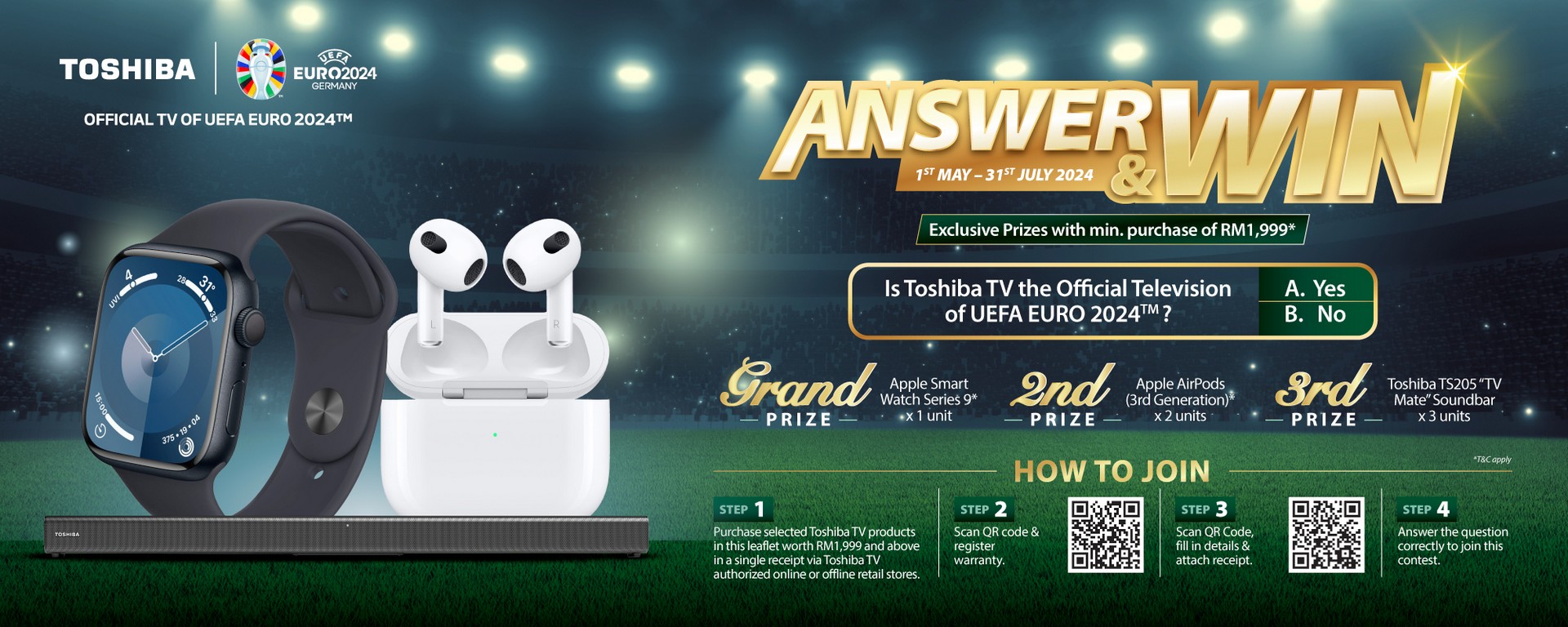 Toshiba TV Brings The Euro Cup Excitement Home With Feel The Vibe, Be In It Program 2 Toshiba TV EURO 2024 Feel The Vibes Be In It Answer Win