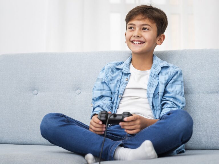 Child playing video games