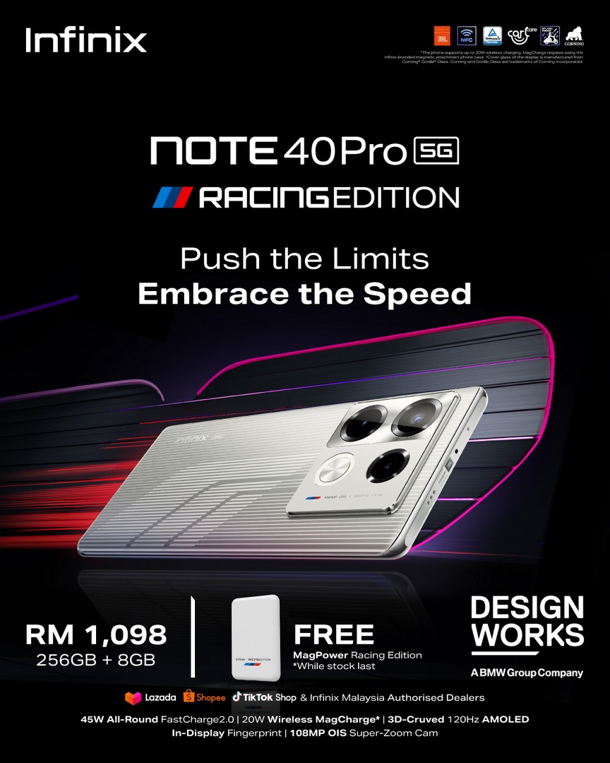 Infinix NOTE 40 Series 5G Racing Edition Unveiled in Malaysia: A Collaboration Built for Speed and Style 5 INFINIX NOTE 40 PRO 5G RACING EDITION PRICE