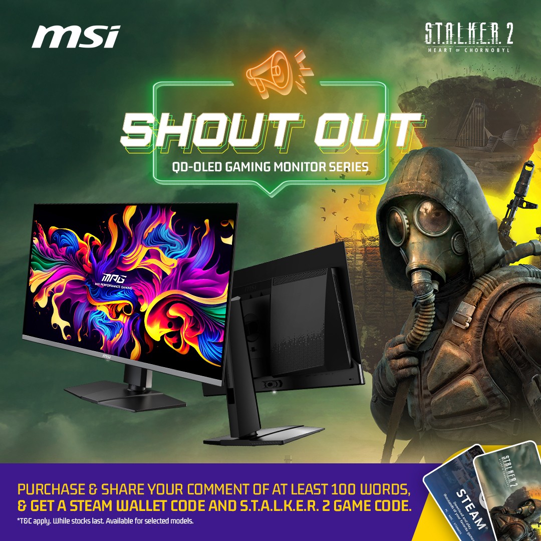 MSI Sweetens the Holiday Season with Free S.T.A.L.K.E.R. 2 and Steam Voucher for QD-OLED Monitor Purchases 1 MSI December Promo S.T.A.L.K.E.R. 2 square
