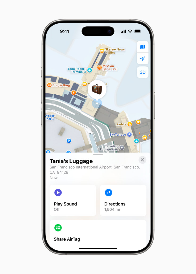 Apple Expands Find My to Help Travelers Locate Lost Luggage 3 Apple Find My Update iOS 18.2 Location