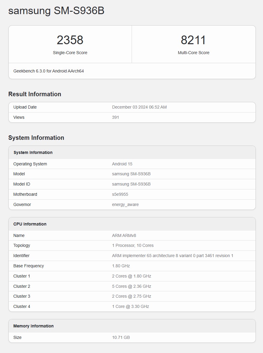 Samsung Galaxy S25+ Spotted on Geekbench with Exynos 2500, Snapdragon 8 Elite Rumours Uncertain 1 Samsung Galaxy S25+ Geekbench