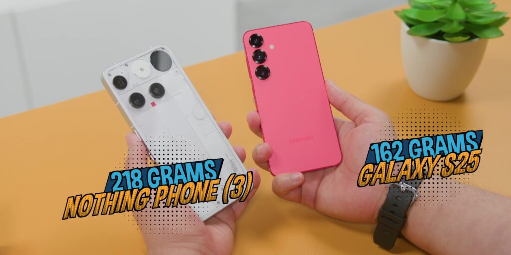 Nothing Phone (3) vs Samsung Galaxy S25: Style vs. Stability 143 1.4 weight comparison
