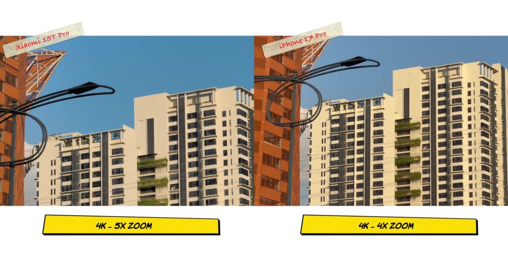 Xiaomi 15T Pro vs iPhone 17 Pro: In-Depth Camera Comparison 76 9.2 V 5x zoom stabi