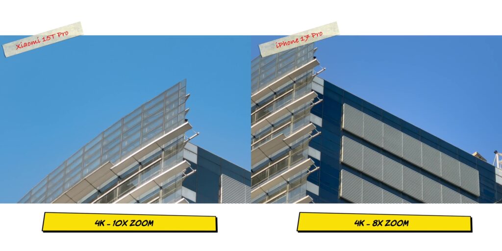 Xiaomi 15T Pro vs iPhone 17 Pro: In-Depth Camera Comparison 74 8.11 V 10x zoom