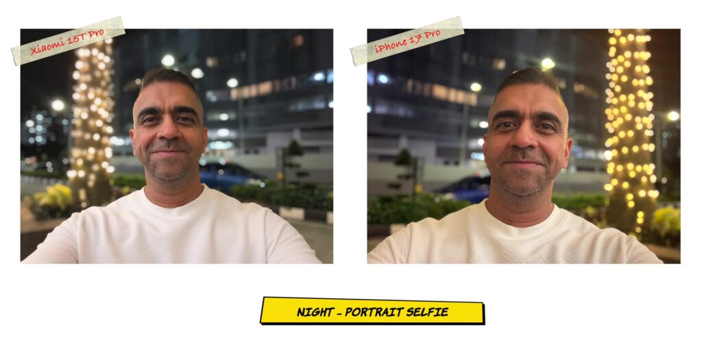Xiaomi 15T Pro vs iPhone 17 Pro: In-Depth Camera Comparison 63 7.5 N selfie PRT