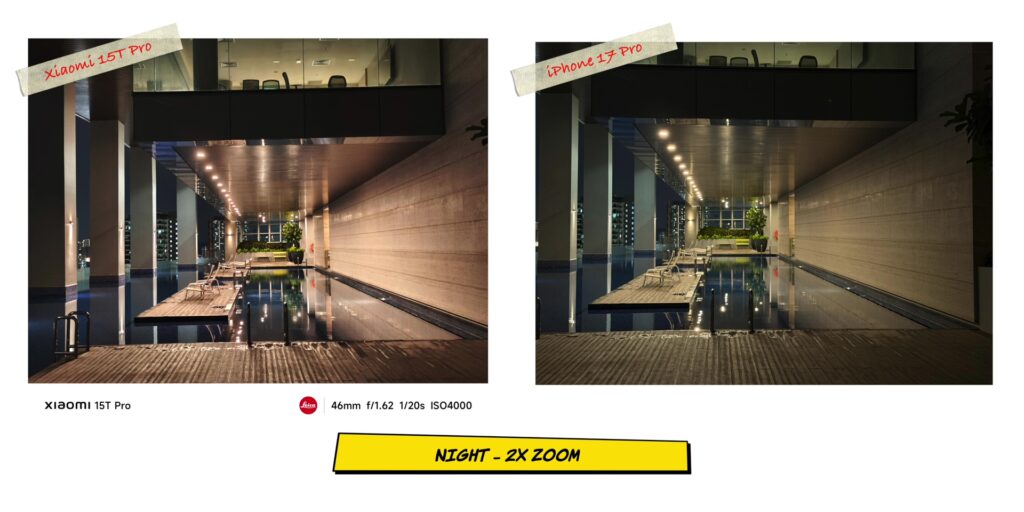 Xiaomi 15T Pro vs iPhone 17 Pro: In-Depth Camera Comparison 53 6.2 N 2x darker