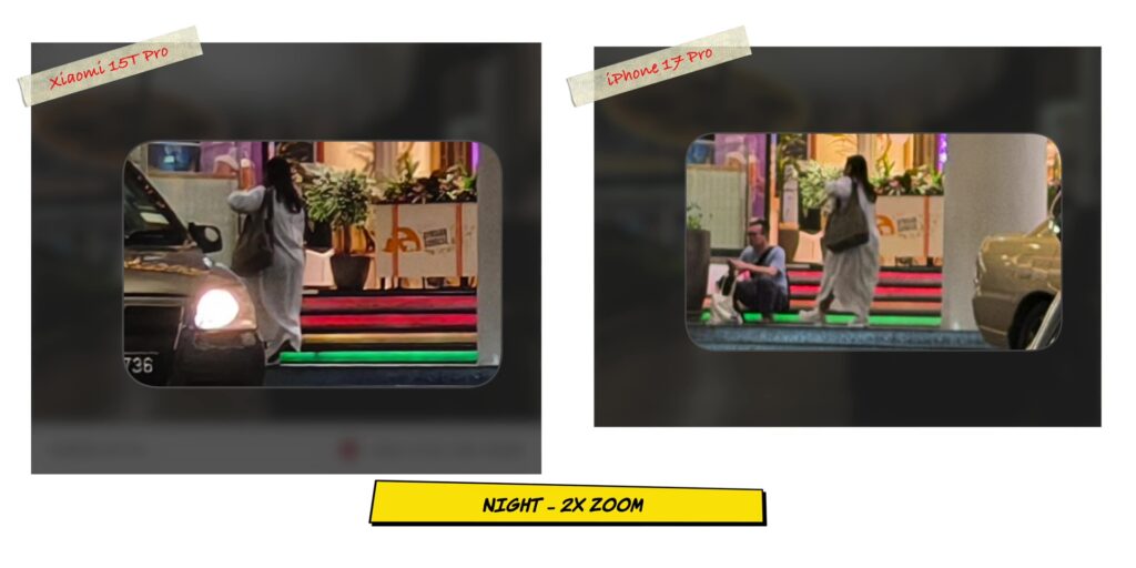 Xiaomi 15T Pro vs iPhone 17 Pro: In-Depth Camera Comparison 46 5.4 N 2x in gray