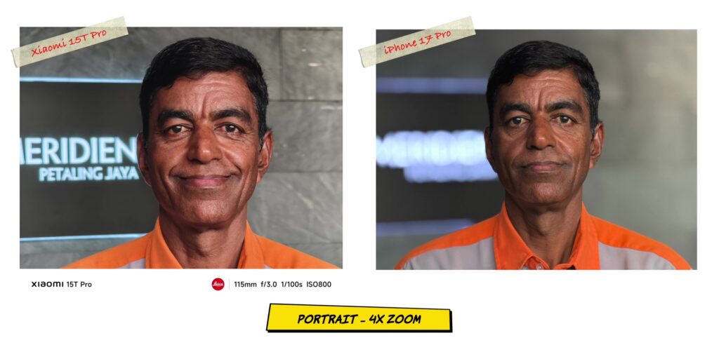 Xiaomi 15T Pro vs iPhone 17 Pro: In-Depth Camera Comparison 30 2.10 PRT human 4x
