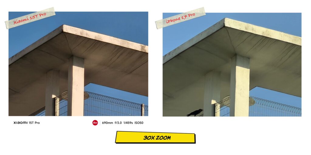 Xiaomi 15T Pro vs iPhone 17 Pro: In-Depth Camera Comparison 13 1.8 main 30x