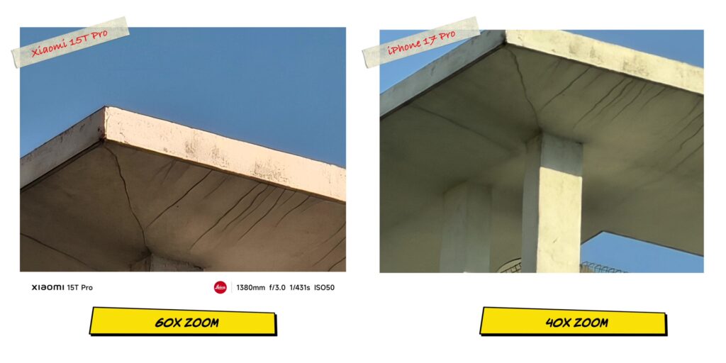 Xiaomi 15T Pro vs iPhone 17 Pro: In-Depth Camera Comparison 14 1.9 main 60x