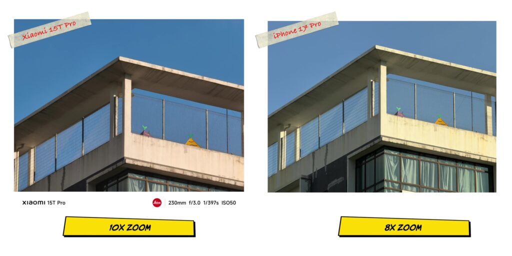 Xiaomi 15T Pro vs iPhone 17 Pro: In-Depth Camera Comparison 12 1.7 main 10x
