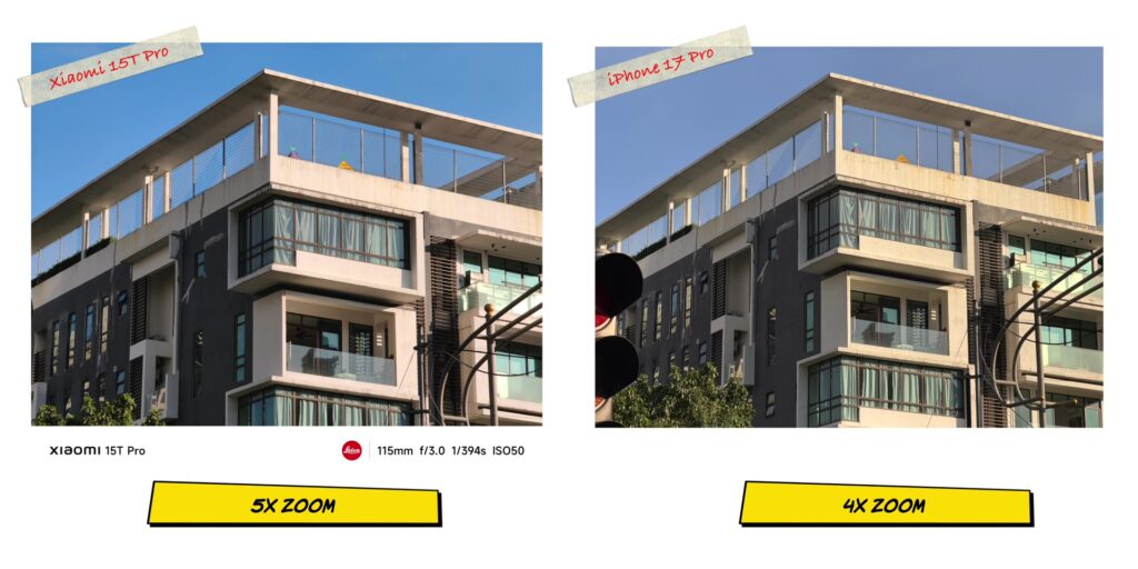 Xiaomi 15T Pro vs iPhone 17 Pro: In-Depth Camera Comparison 11 1.6 main 5x