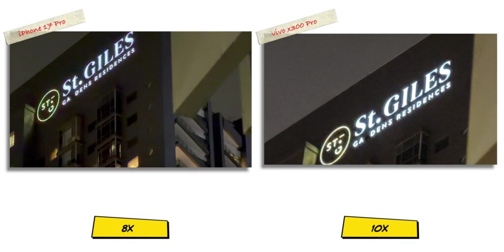 vivo X300 Pro vs iPhone 17 Pro: In-Depth Camera Comparison 78 9.3 V N 8x