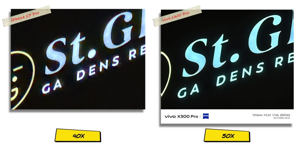 vivo X300 Pro vs iPhone 17 Pro: In-Depth Camera Comparison 67 7.12 N vs 50x