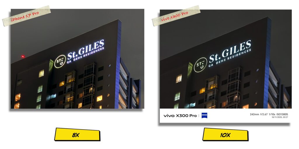 vivo X300 Pro vs iPhone 17 Pro: In-Depth Camera Comparison 65 7.10 N 8x