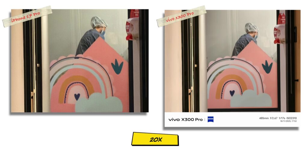 vivo X300 Pro vs iPhone 17 Pro: In-Depth Camera Comparison 61 7.6 N 20x