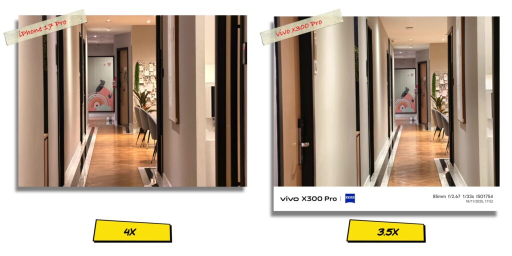 vivo X300 Pro vs iPhone 17 Pro: In-Depth Camera Comparison 59 7.4 N 4x