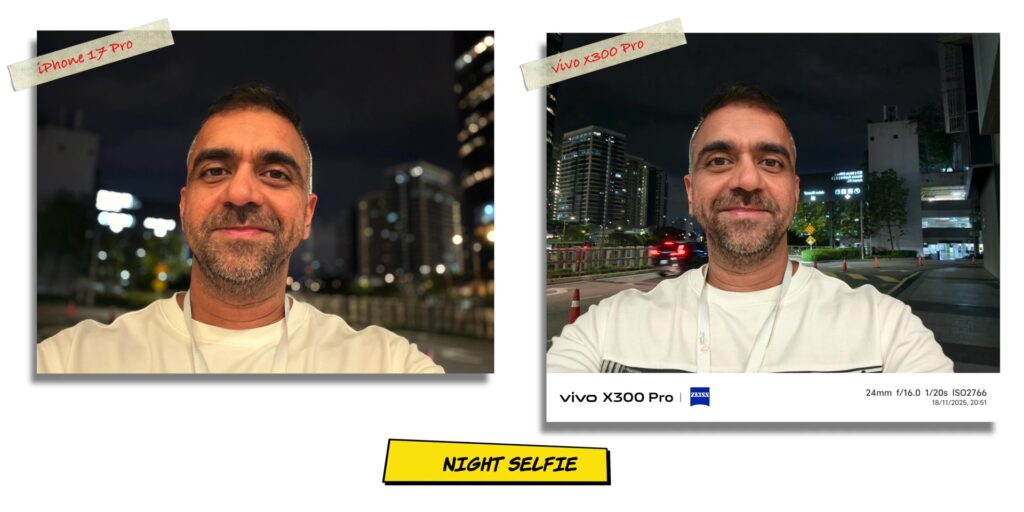 vivo X300 Pro vs iPhone 17 Pro: In-Depth Camera Comparison 54 6.6 N selfie