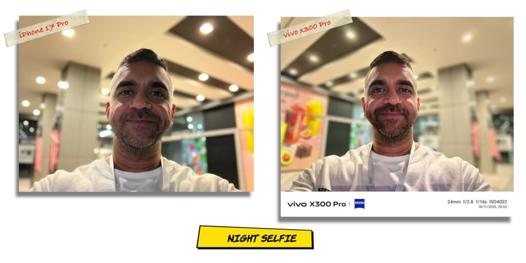 vivo X300 Pro vs iPhone 17 Pro: In-Depth Camera Comparison 55 6.7 N selfie against light
