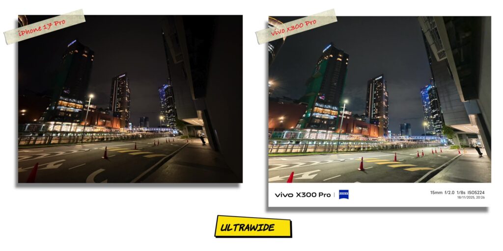 vivo X300 Pro vs iPhone 17 Pro: In-Depth Camera Comparison 9 1.8 UW four night