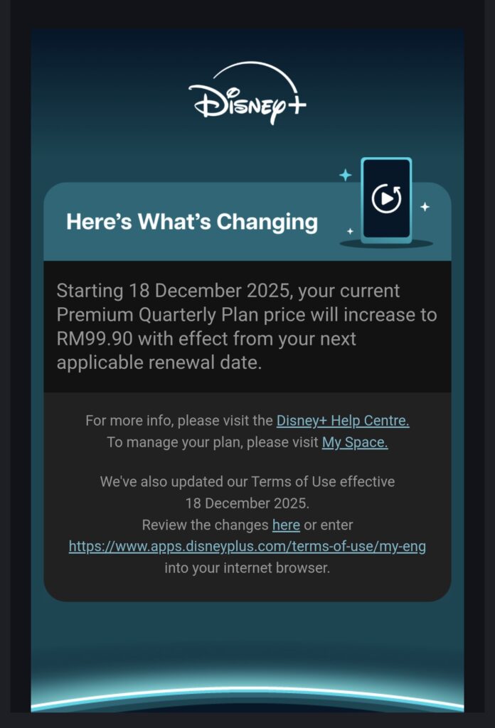 Disney+ Monthly Prices to Increase This December in Malaysia 1 Disney+ Malaysia Price Hike
