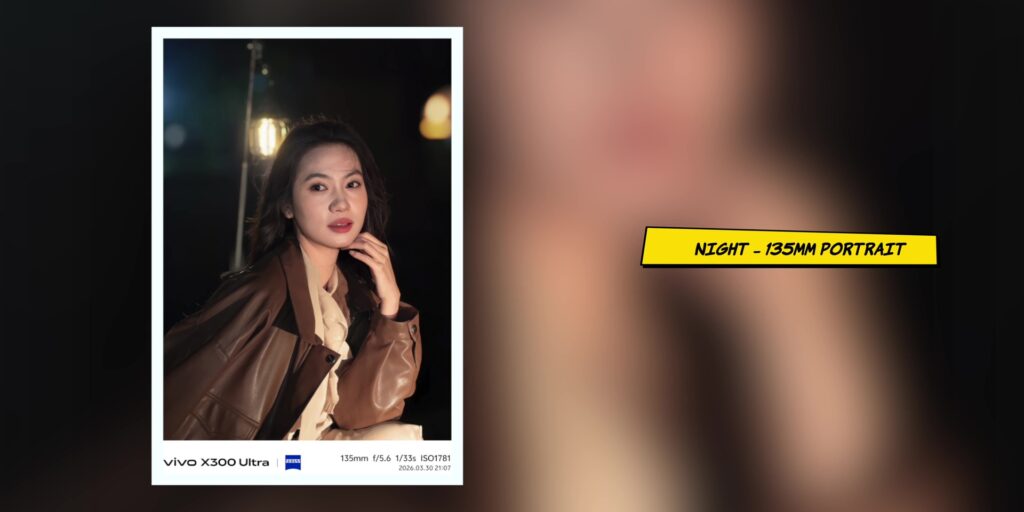 vivo X300 Ultra In-Depth Camera Review: After 1 Month 67 Night portrait sample photo with artificial lighting captured on the vivo X300 Ultra 135mm