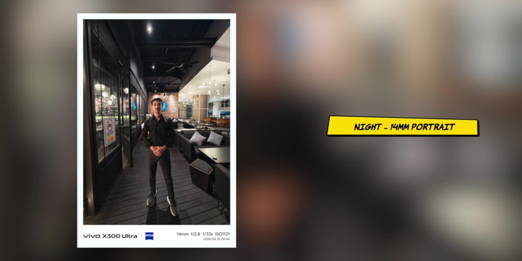 vivo X300 Ultra In-Depth Camera Review: After 1 Month 61 Night portrait sample photo with artificial lighting captured on the vivo X300 Ultra 14mm