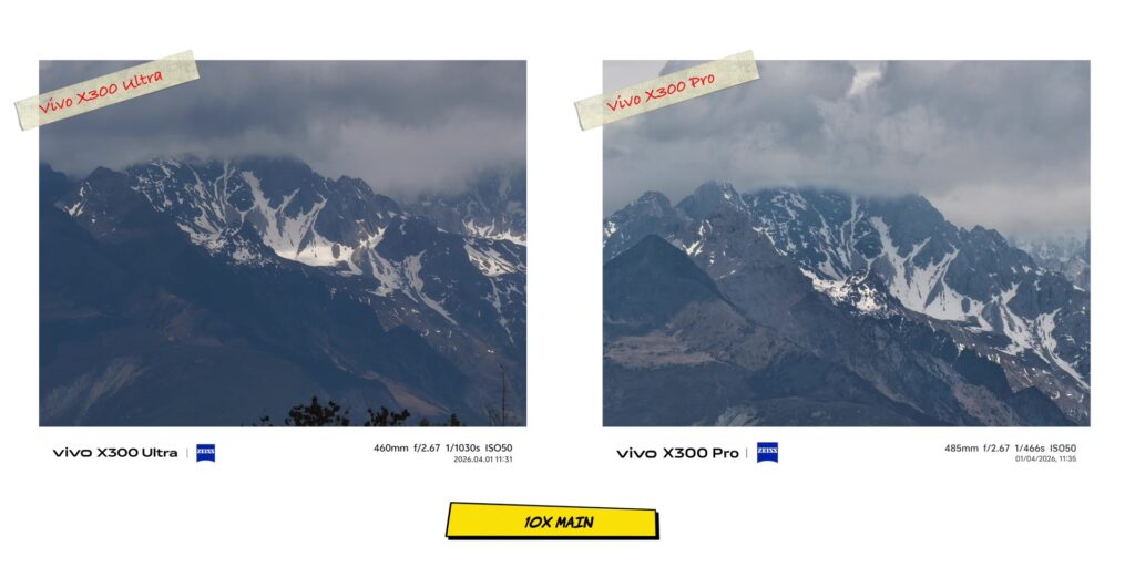 vivo X300 Ultra In-Depth Camera Review: After 1 Month 16 Comparison image showing the zoom performance difference between vivo X300 Pro and vivo X300 Ultra 2