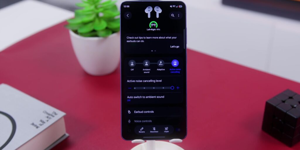 Samsung Galaxy Buds4 Pro Review: The Best Earbuds of 2026? 14 App interface showing the toggle for Active Noise Cancellation levels.