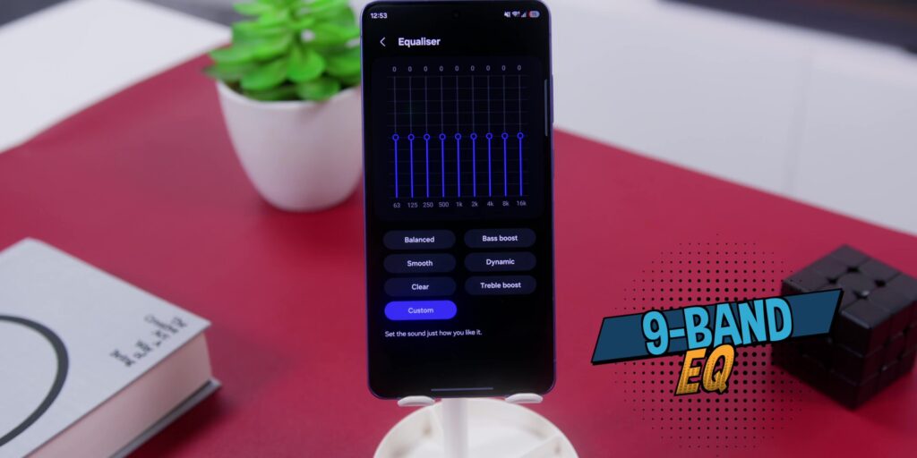 Samsung Galaxy Buds4 Pro Review: The Best Earbuds of 2026? 13 Screenshot of the mobile app interface showing a custom 9 band equalizer for sound tuning.