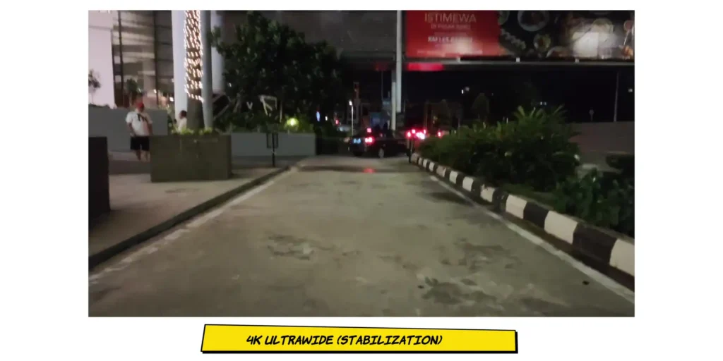 Video frame demonstrating 4K ultra-wide video stabilization performance.
