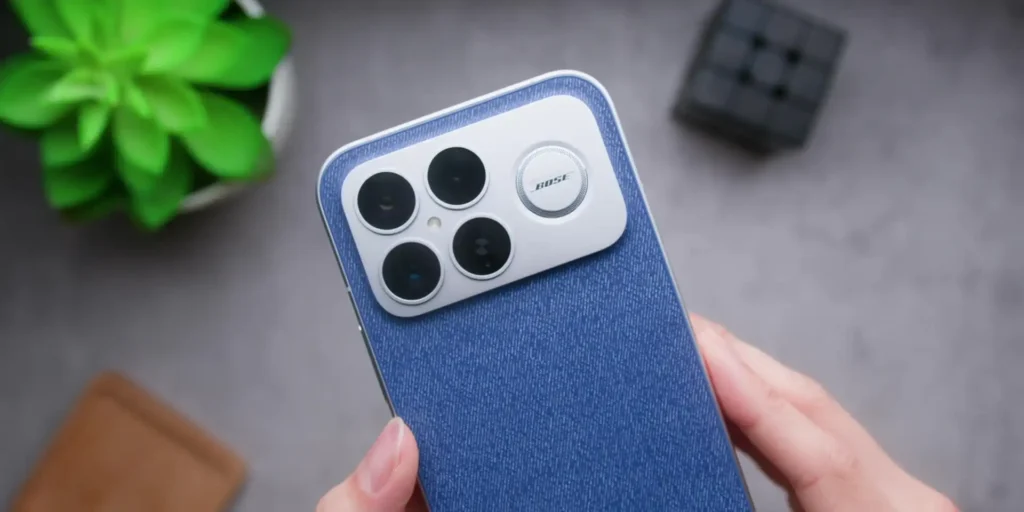 Detailed perspective of the POCO F8 Ultra camera system setup.