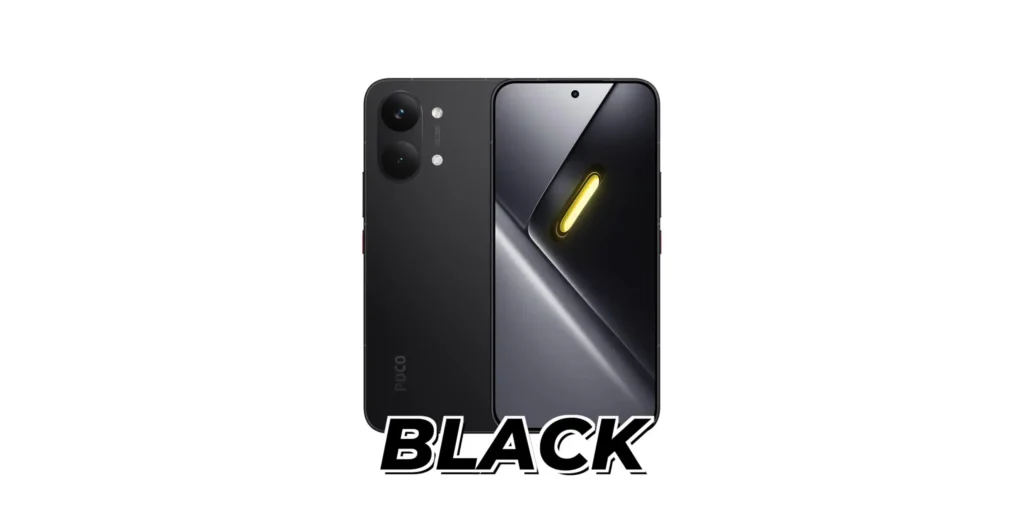 Rear view of the Poco X8 Pro Max smartphone in the black color variant.
