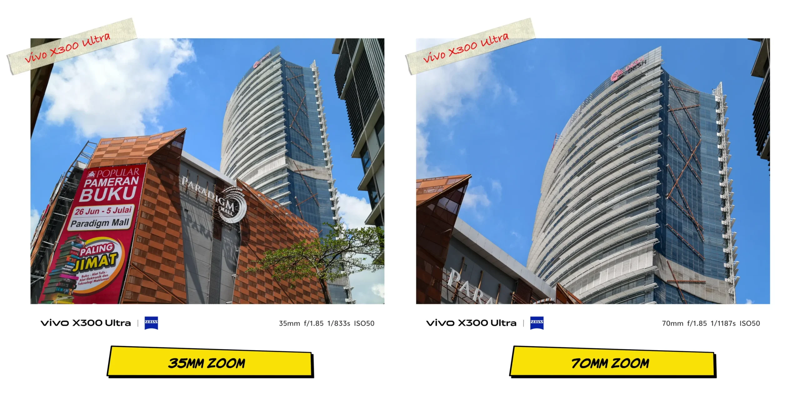 Multi-focal length demonstration on the Vivo X300 Ultra stepping from 35mm to 70mm zoom.